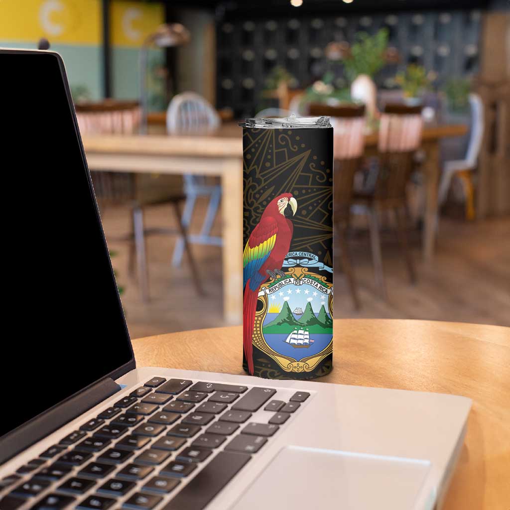 Pura Vida Costa Rica Personalized Skinny Tumbler Oxcart Ornate Inspired Gold Pattern - Wonder Print Shop