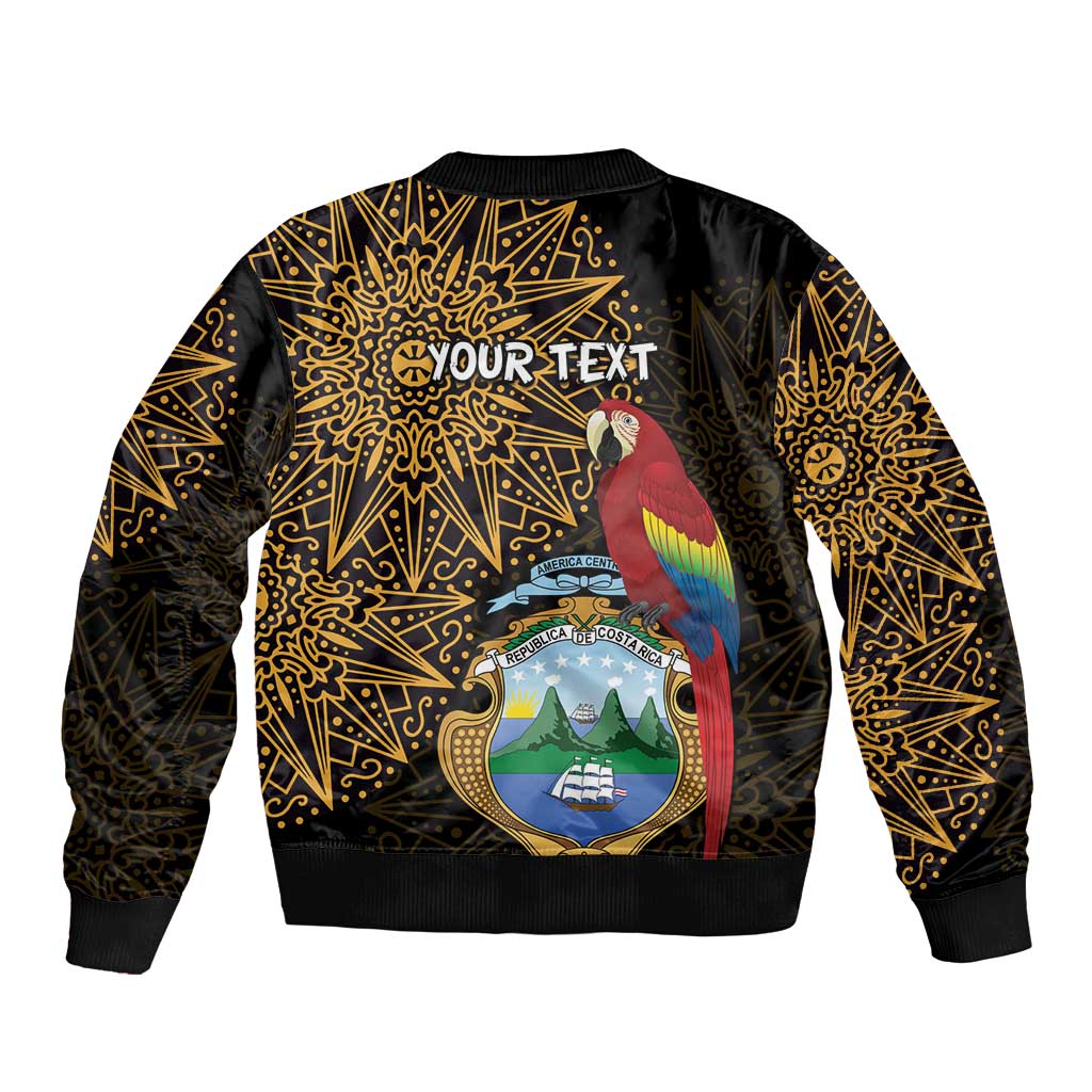 Pura Vida Costa Rica Personalized Sleeve Zip Bomber Jacket Oxcart Ornate Inspired Gold Pattern - Wonder Print Shop