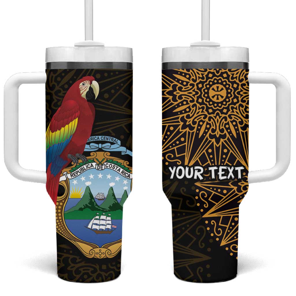 Pura Vida Costa Rica Personalized Tumbler With Handle Oxcart Ornate Inspired Gold Pattern - Wonder Print Shop