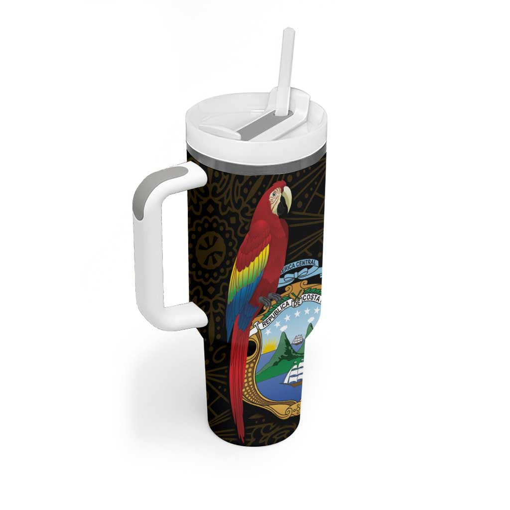 Pura Vida Costa Rica Personalized Tumbler With Handle Oxcart Ornate Inspired Gold Pattern - Wonder Print Shop