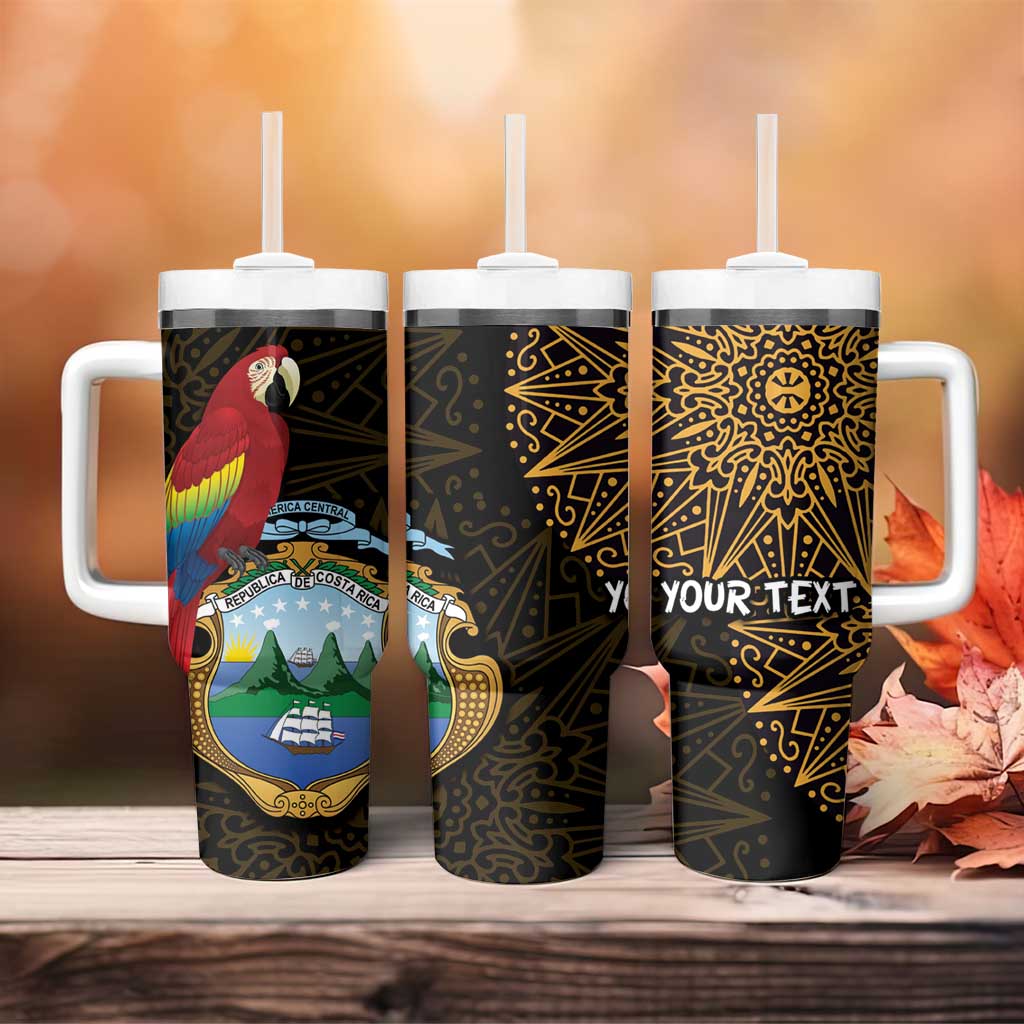 Pura Vida Costa Rica Personalized Tumbler With Handle Oxcart Ornate Inspired Gold Pattern - Wonder Print Shop