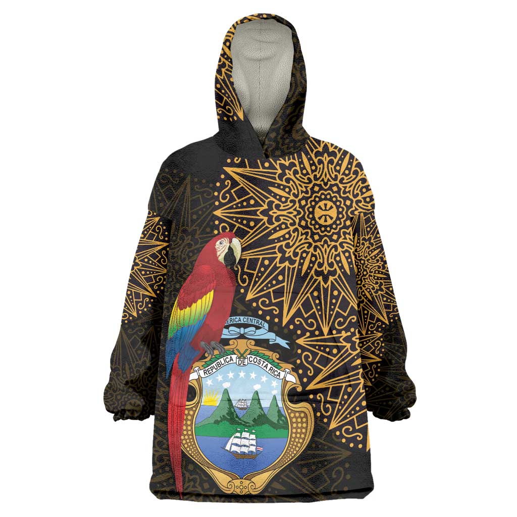 Pura Vida Costa Rica Personalized Wearable Blanket Hoodie Oxcart Ornate Inspired Gold Pattern - Wonder Print Shop