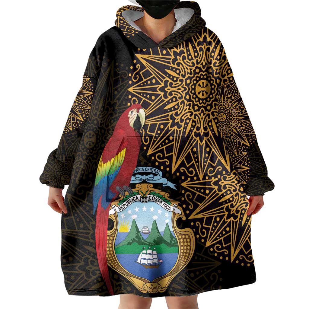 Pura Vida Costa Rica Personalized Wearable Blanket Hoodie Oxcart Ornate Inspired Gold Pattern - Wonder Print Shop