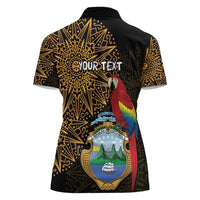 Pura Vida Costa Rica Personalized Women Polo Shirt Oxcart Ornate Inspired Gold Pattern - Wonder Print Shop