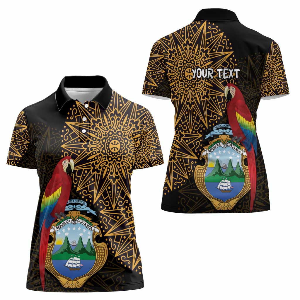 Pura Vida Costa Rica Personalized Women Polo Shirt Oxcart Ornate Inspired Gold Pattern - Wonder Print Shop