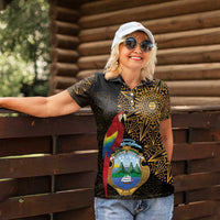 Pura Vida Costa Rica Personalized Women Polo Shirt Oxcart Ornate Inspired Gold Pattern - Wonder Print Shop