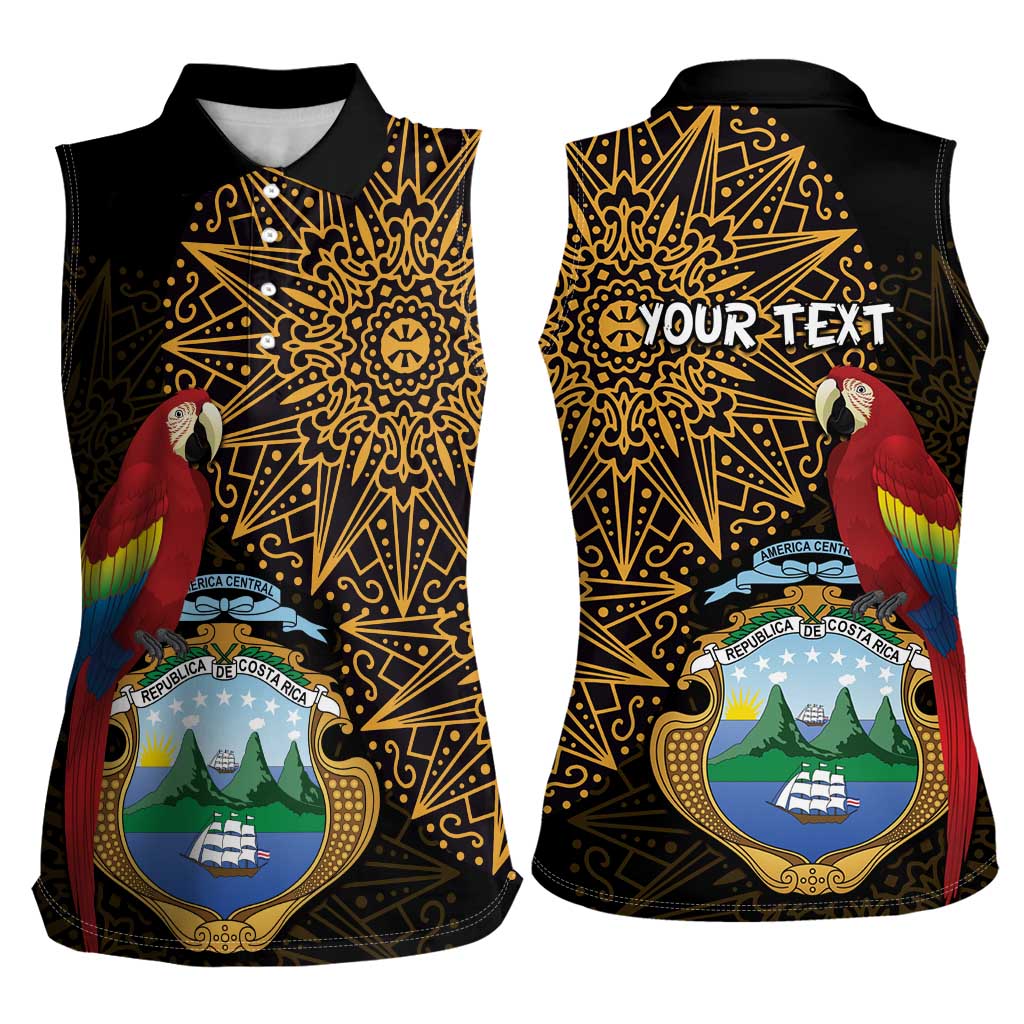 Pura Vida Costa Rica Personalized Women Sleeveless Polo Shirt Oxcart Ornate Inspired Gold Pattern - Wonder Print Shop