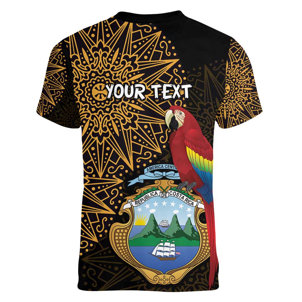 Pura Vida Costa Rica Personalized Women V-Neck T-Shirt Oxcart Ornate Inspired Gold Pattern - Wonder Print Shop