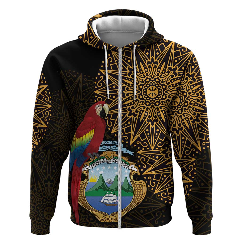 Pura Vida Costa Rica Personalized Zip Hoodie Oxcart Ornate Inspired Gold Pattern - Wonder Print Shop