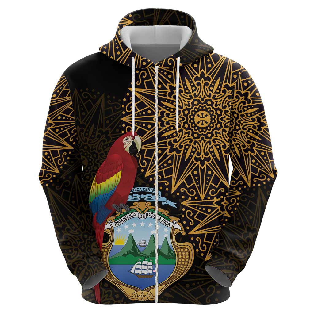 Pura Vida Costa Rica Personalized Zip Hoodie Oxcart Ornate Inspired Gold Pattern - Wonder Print Shop