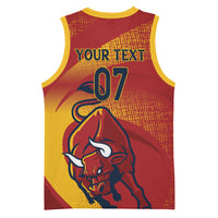 La Furia Roja Custom Campeones del Mundo Basketball Jersey Espana El Toro