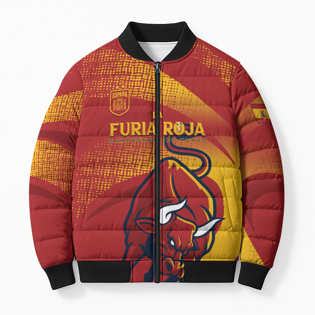 La Furia Roja Custom Campeones del Mundo Bomber Puffer Jacket Espana El Toro