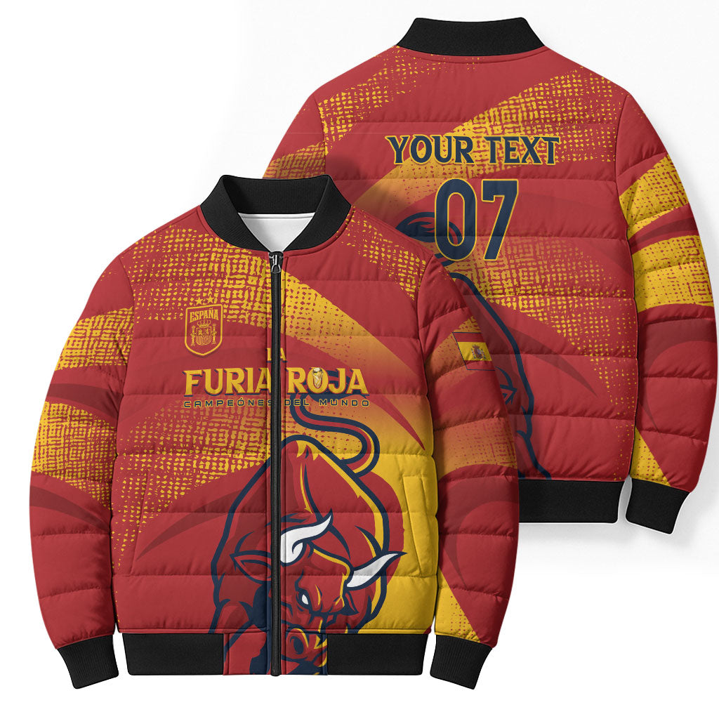 La Furia Roja Custom Campeones del Mundo Bomber Puffer Jacket Espana El Toro