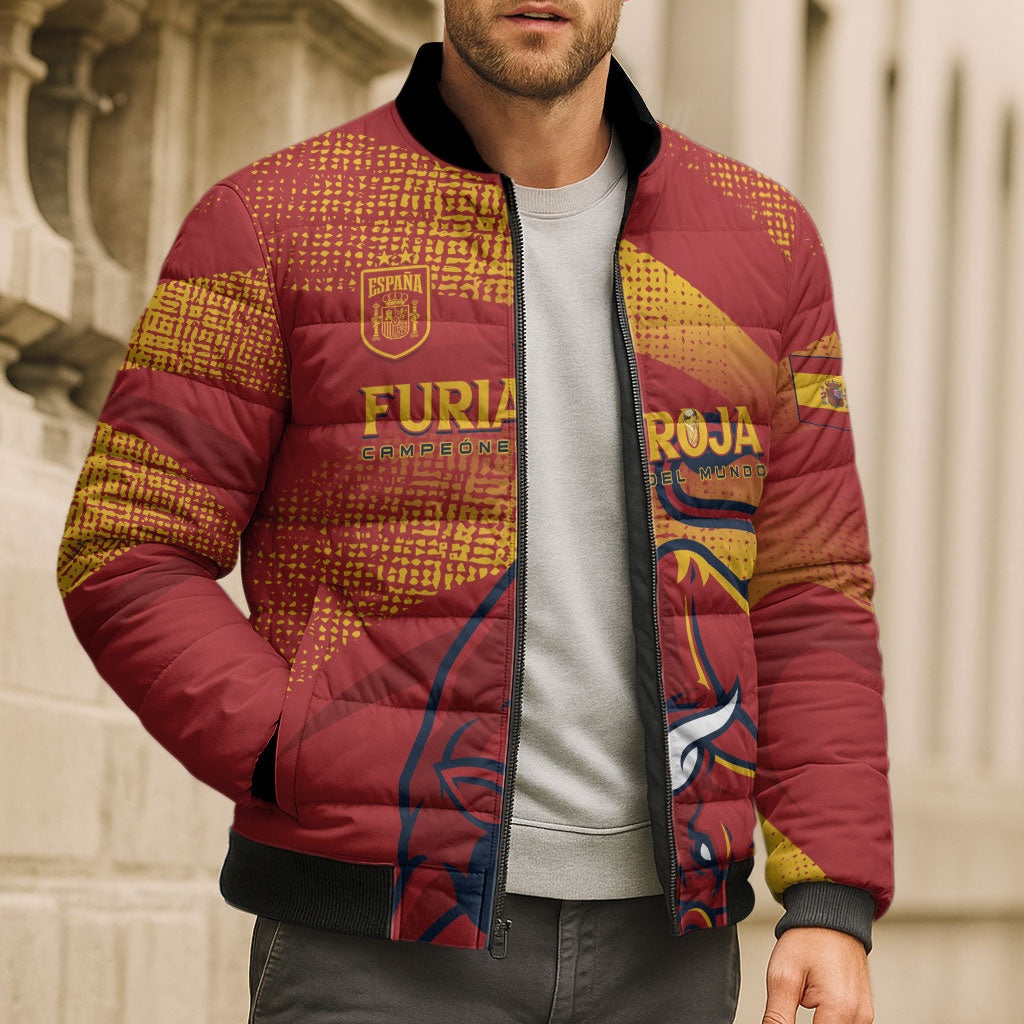 La Furia Roja Custom Campeones del Mundo Bomber Puffer Jacket Espana El Toro