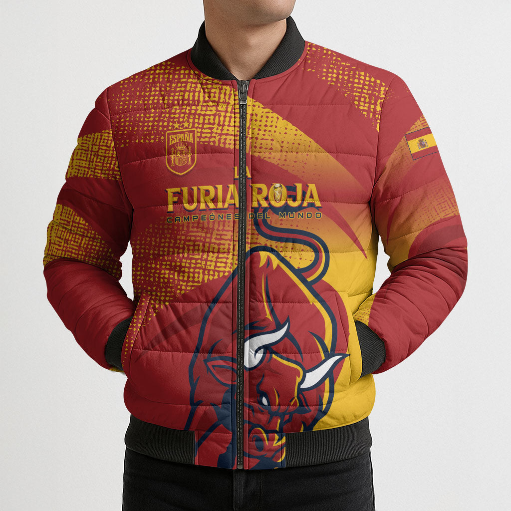 La Furia Roja Custom Campeones del Mundo Bomber Puffer Jacket Espana El Toro