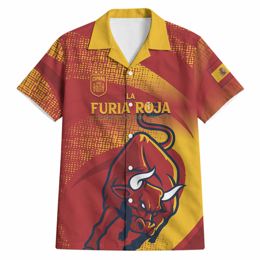 La Furia Roja Custom Campeones del Mundo Hawaiian Shirt Espana El Toro