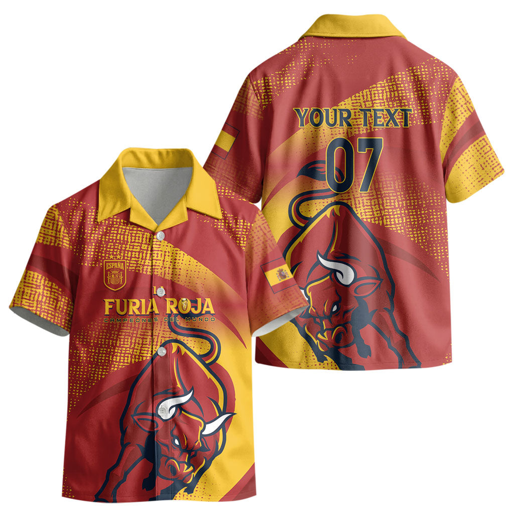 La Furia Roja Custom Campeones del Mundo Kid Hawaiian Shirt Espana El Toro