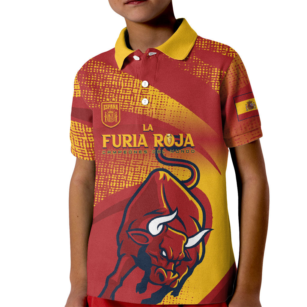 La Furia Roja Custom Campeones del Mundo Kid Polo Shirt Espana El Toro