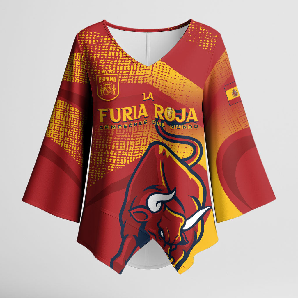 La Furia Roja Custom Campeones del Mundo Kimono Sleeve Blouse Espana El Toro
