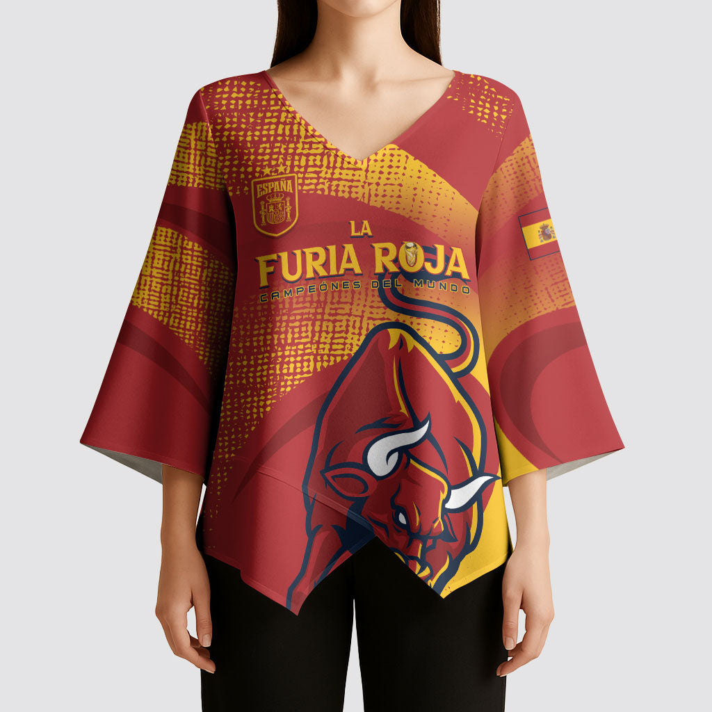 La Furia Roja Custom Campeones del Mundo Kimono Sleeve Blouse Espana El Toro
