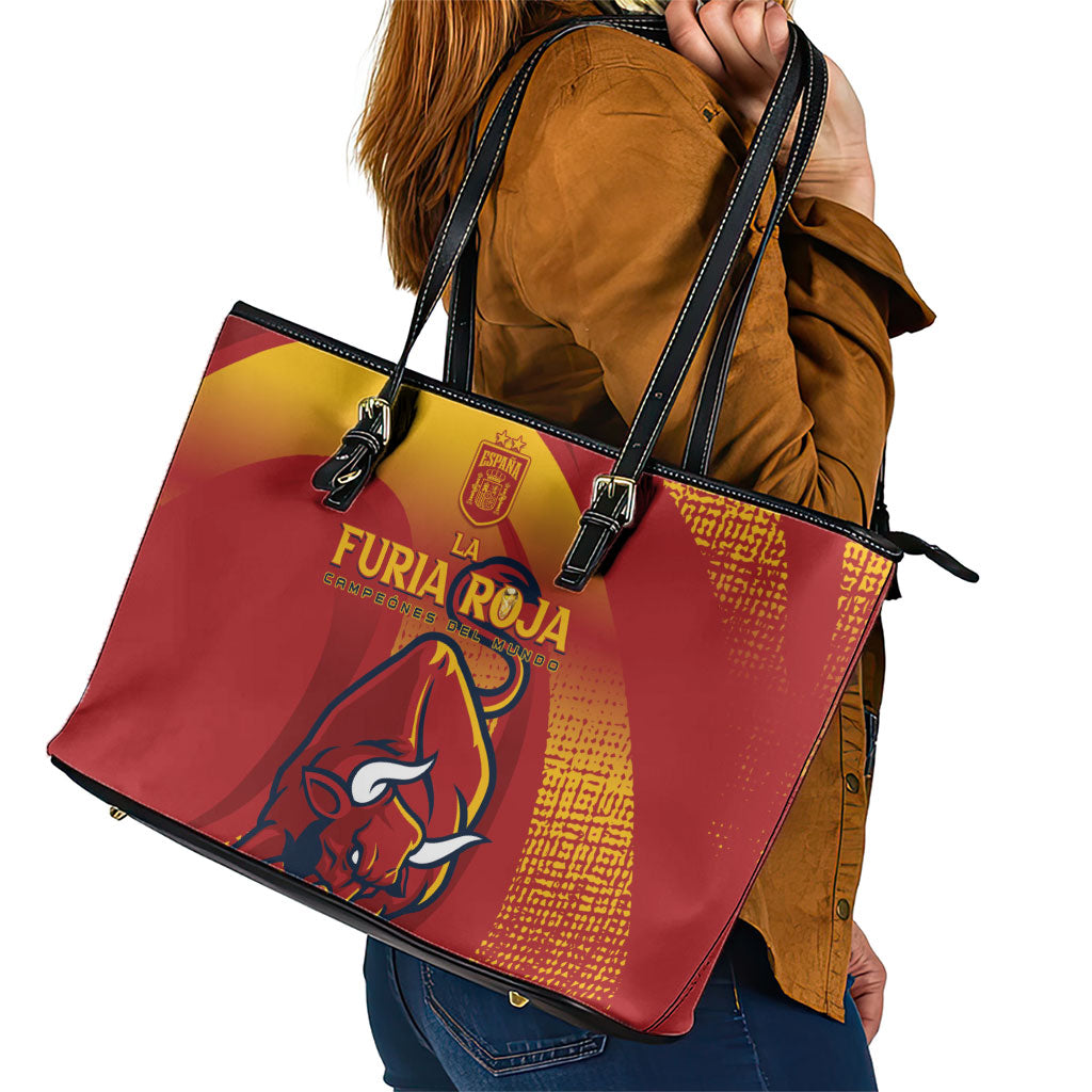 La Furia Roja Campeones del Mundo Leather Tote Bag Espana El Toro