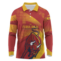La Furia Roja Custom Campeones del Mundo Long Sleeve Polo Shirt Espana El Toro