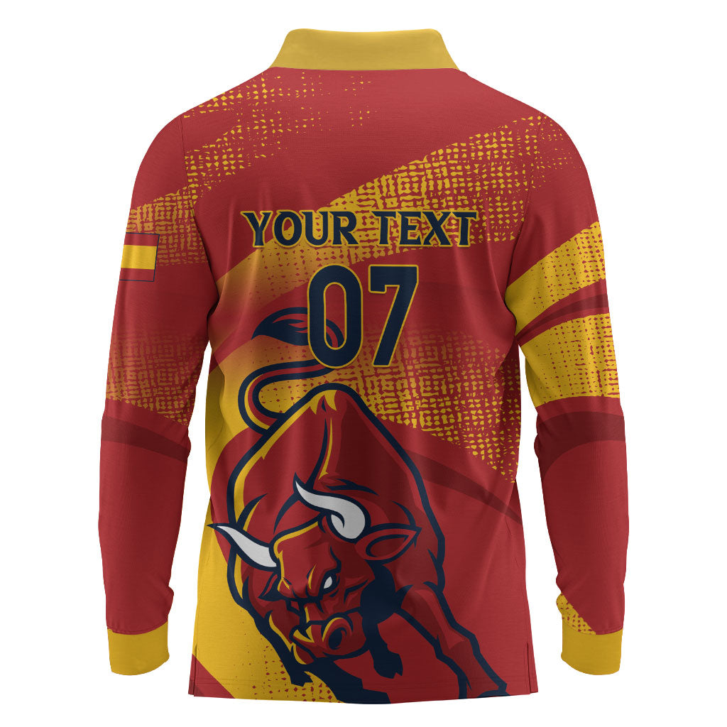 La Furia Roja Custom Campeones del Mundo Long Sleeve Polo Shirt Espana El Toro