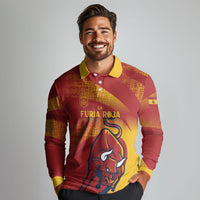 La Furia Roja Custom Campeones del Mundo Long Sleeve Polo Shirt Espana El Toro