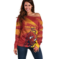La Furia Roja Custom Campeones del Mundo Off Shoulder Sweater Espana El Toro