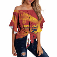 La Furia Roja Custom Campeones del Mundo Off Shoulder Wrap Waist Top Espana El Toro