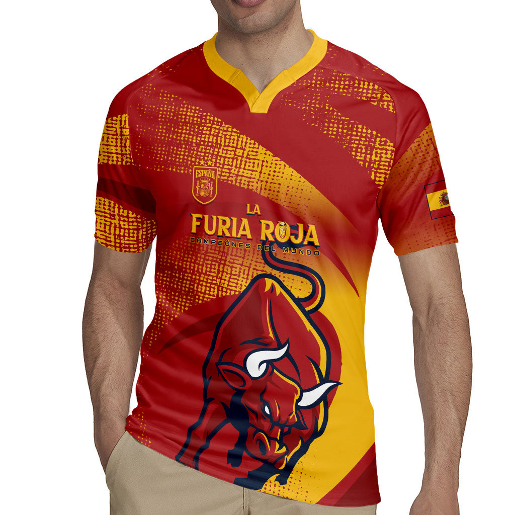 La Furia Roja Custom Campeones del Mundo Rugby Jersey Espana El Toro