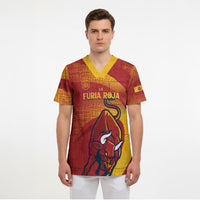 La Furia Roja Custom Campeones del Mundo Scrub Top Espana El Toro