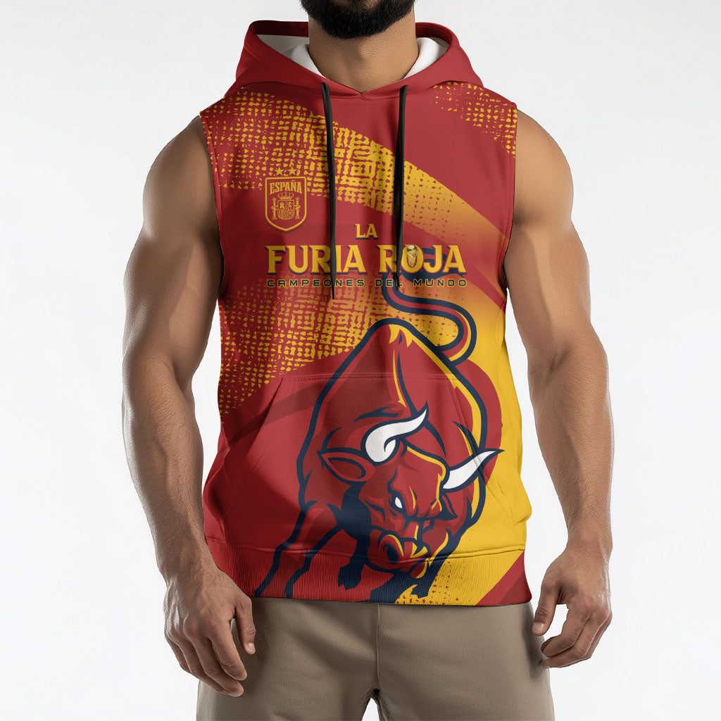La Furia Roja Custom Campeones del Mundo Sleeveless Hoodie Espana El Toro
