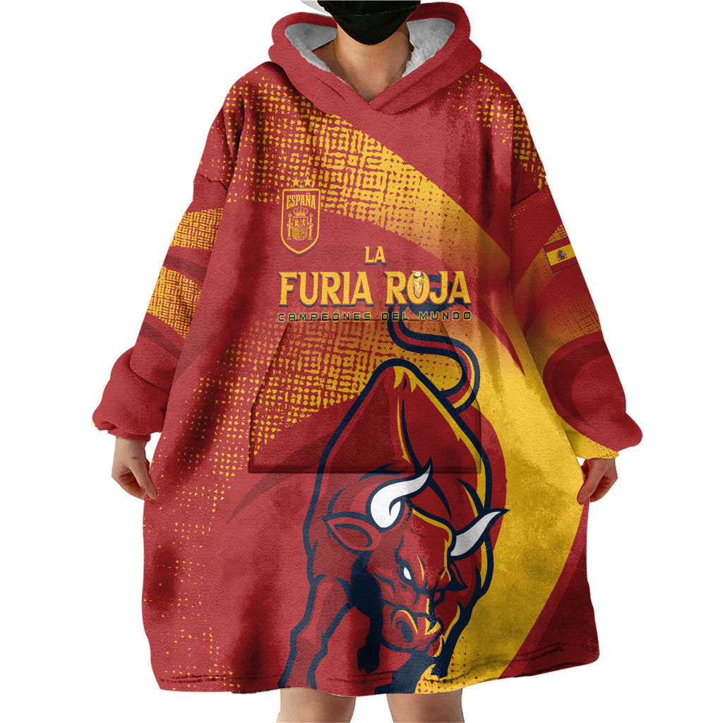La Furia Roja Custom Campeones del Mundo Wearable Blanket Hoodie Espana El Toro