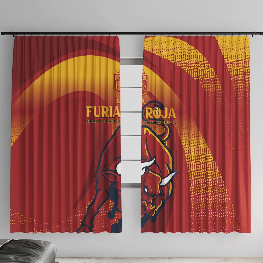 La Furia Roja Campeones del Mundo Window Curtain Espana El Toro