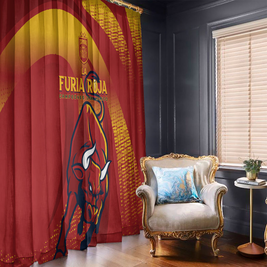 La Furia Roja Campeones del Mundo Window Curtain Espana El Toro