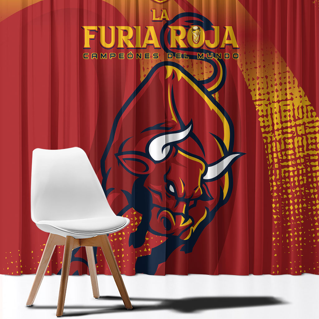 La Furia Roja Campeones del Mundo Window Curtain Espana El Toro