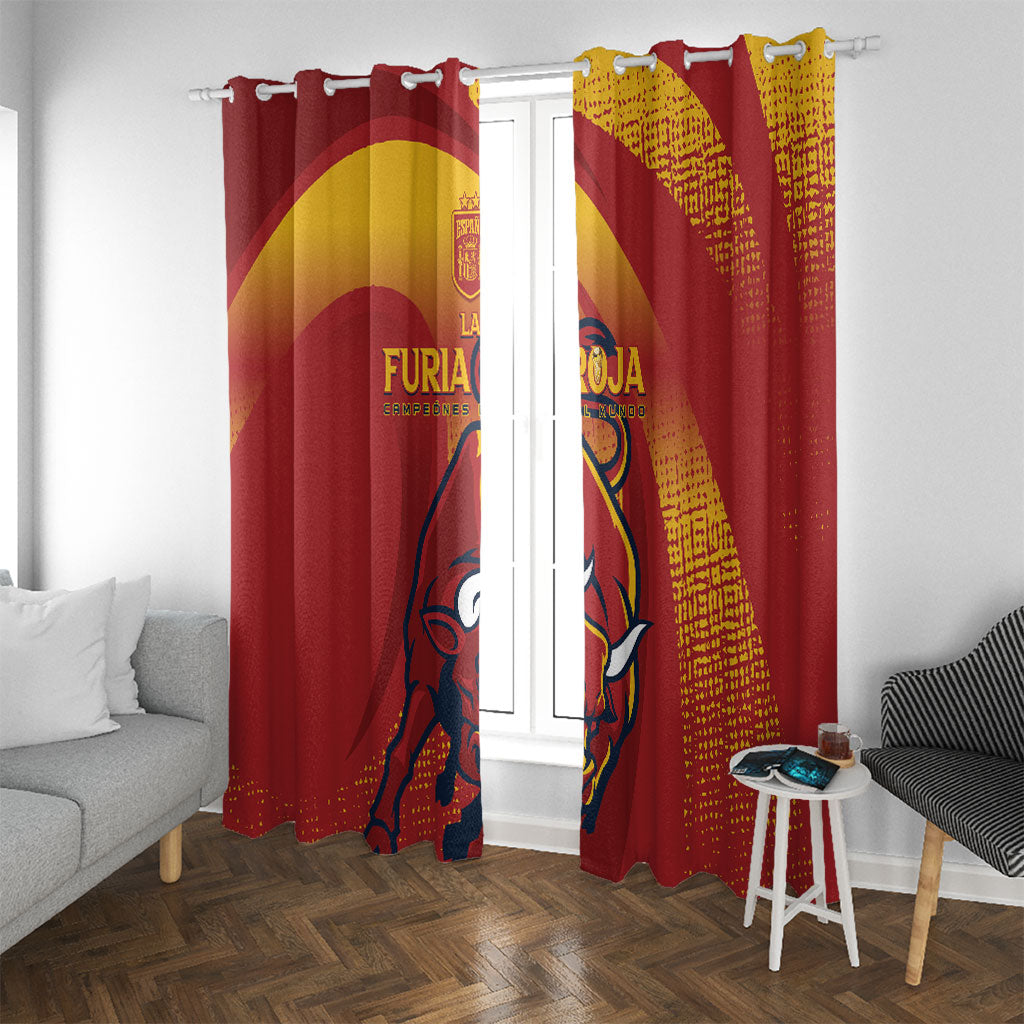 La Furia Roja Campeones del Mundo Window Curtain Espana El Toro