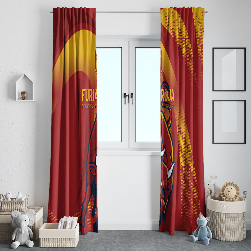 La Furia Roja Campeones del Mundo Window Curtain Espana El Toro