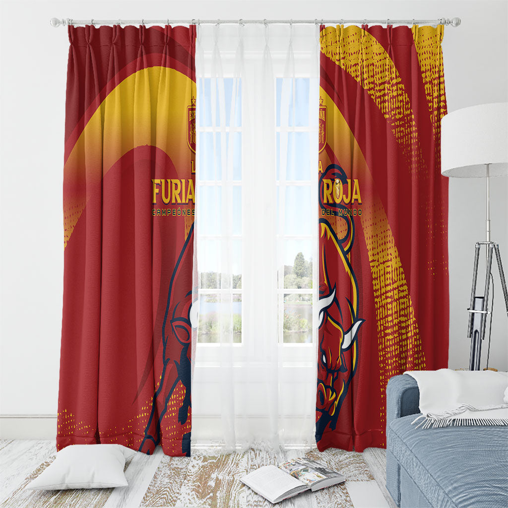 La Furia Roja Campeones del Mundo Window Curtain Espana El Toro