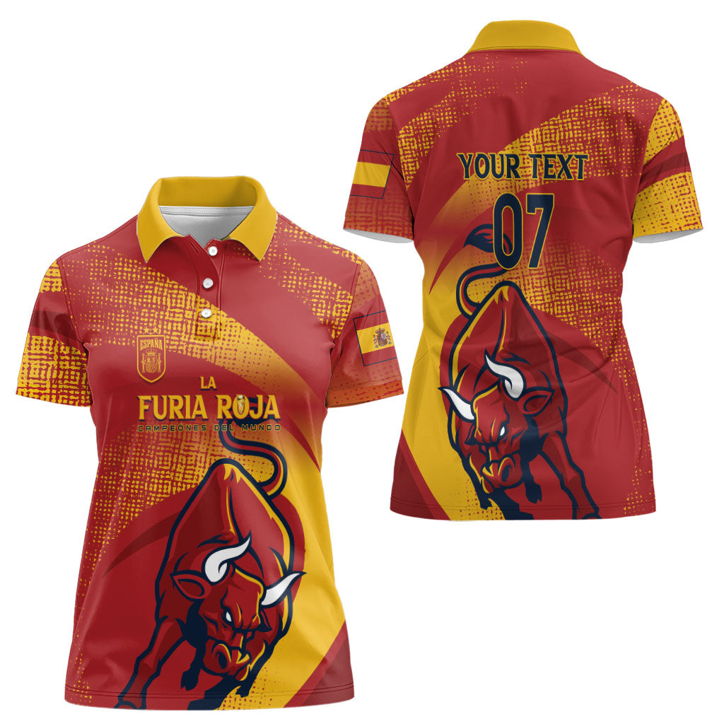 La Furia Roja Custom Campeones del Mundo Women Polo Shirt Espana El Toro
