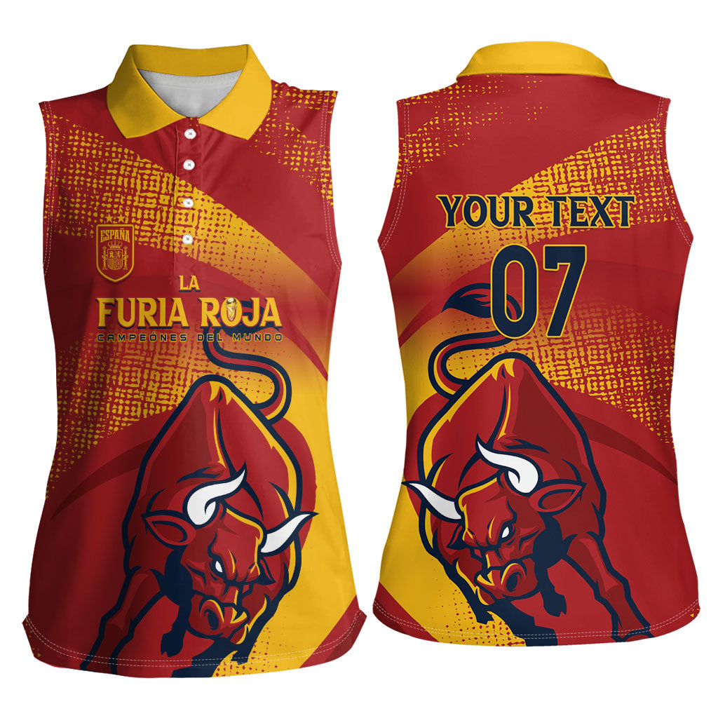 La Furia Roja Custom Campeones del Mundo Women Sleeveless Polo Shirt Espana El Toro