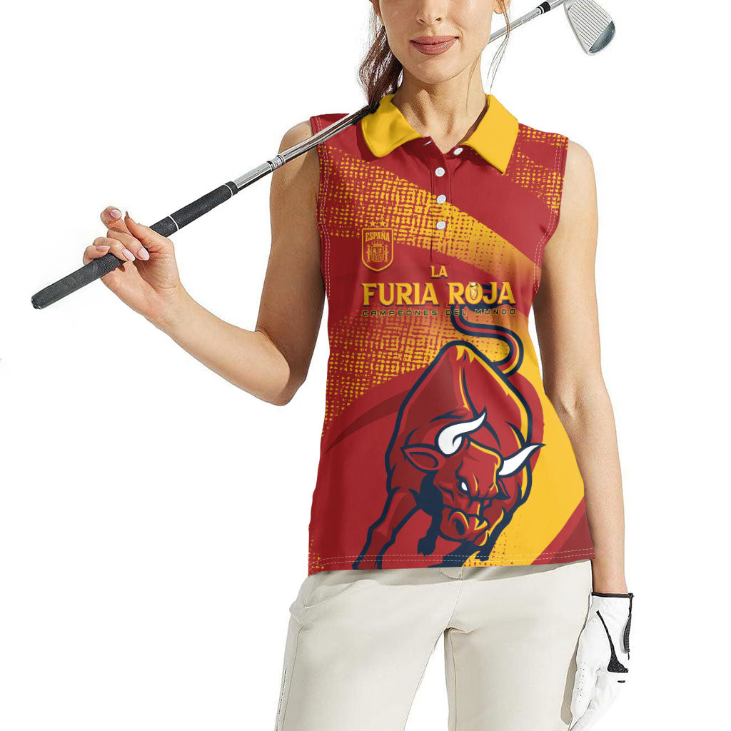 La Furia Roja Custom Campeones del Mundo Women Sleeveless Polo Shirt Espana El Toro
