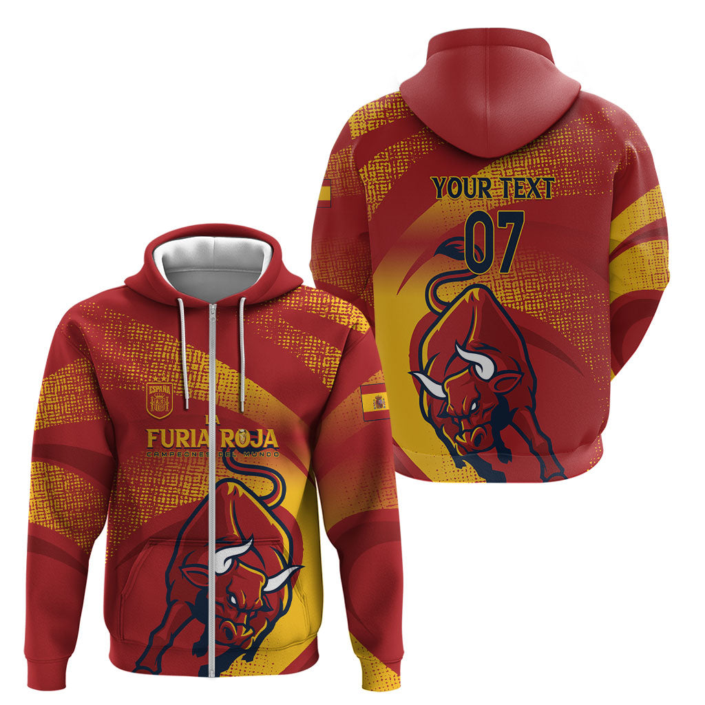 La Furia Roja Custom Campeones del Mundo Zip Hoodie Espana El Toro