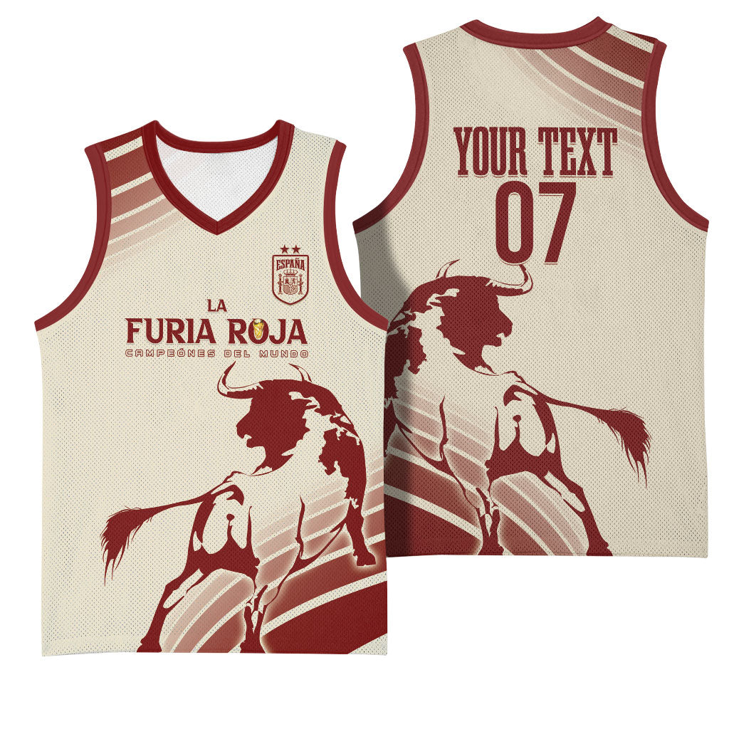 Spain La Roja Custom Basketball Jersey Campeones del Mundo - Away Color
