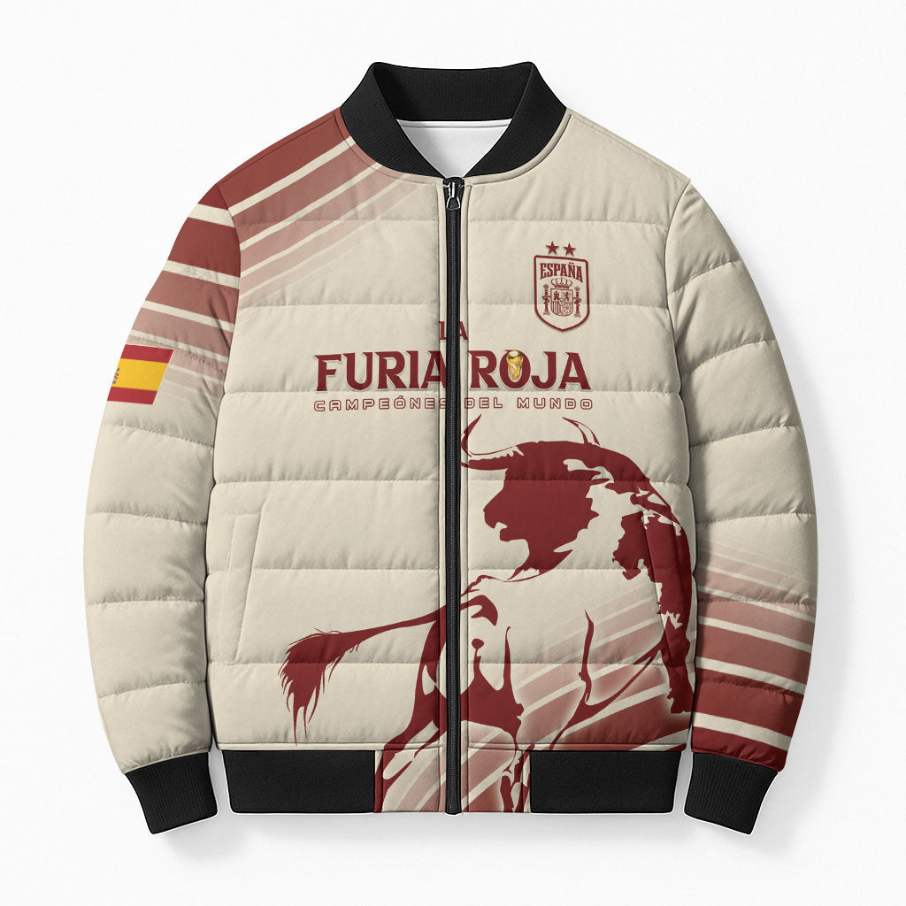 Spain La Roja Custom Bomber Puffer Jacket Campeones del Mundo - Away Color