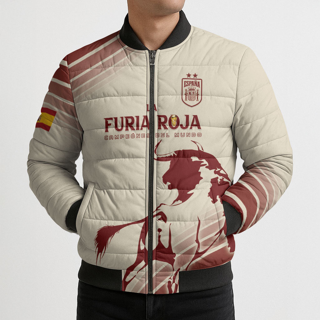 Spain La Roja Custom Bomber Puffer Jacket Campeones del Mundo - Away Color