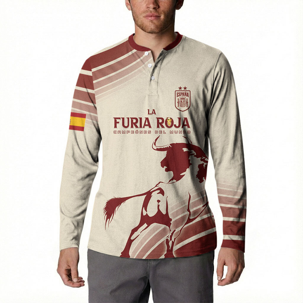 Spain La Roja Custom Button Sweatshirt Campeones del Mundo - Away Color