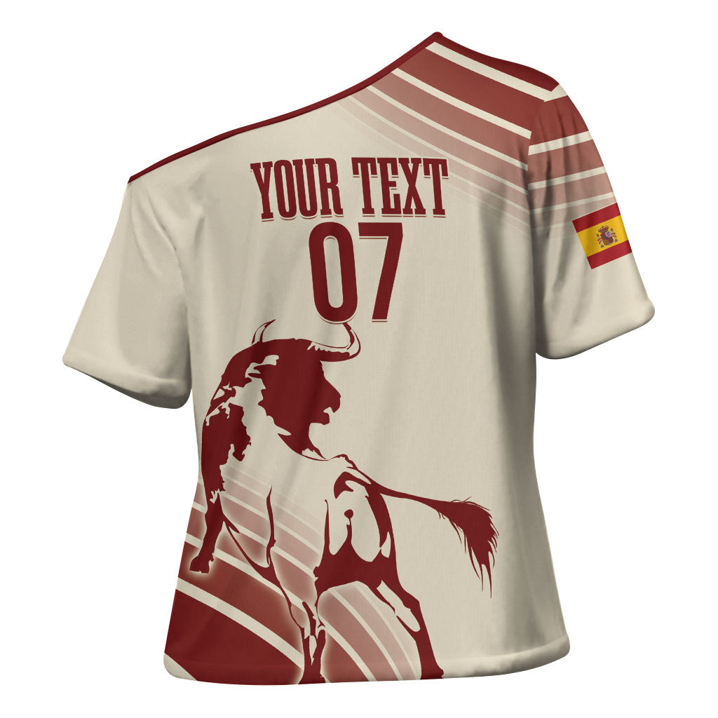 Spain La Roja Custom Cross Shoulder Shirt Campeones del Mundo - Away Color