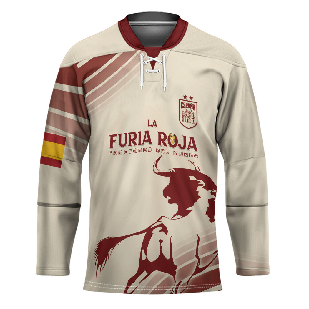 Spain La Roja Custom Hockey Jersey Campeones del Mundo - Away Color